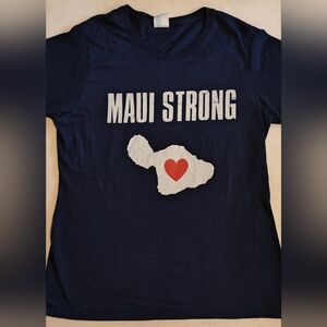 Port & Company Navy Blue Maui Strong Wildfire Support Tee Sz L